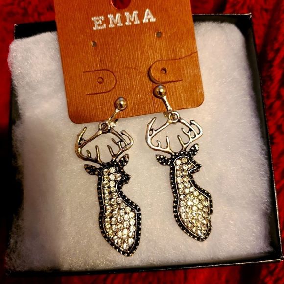 Reindeer Earrings clip ons - Picture 1 of 2